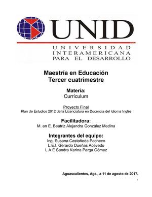 Proyecto Final De Curriculum (Rediseño Del Plan De Estudios 2012 De La Ldii)