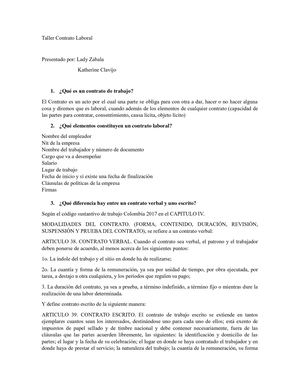 Taller Nomina Contrato Laboral