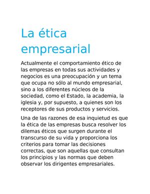 La éTica Empresarial