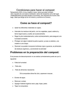 Condiciones Para Hacer El Compost