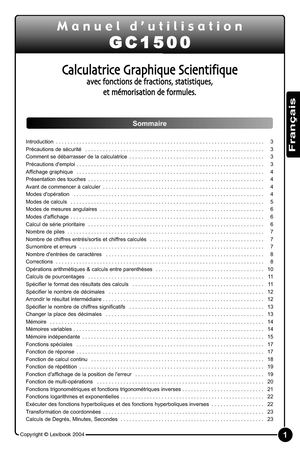 Notice Lexibook Gc1500 Fr