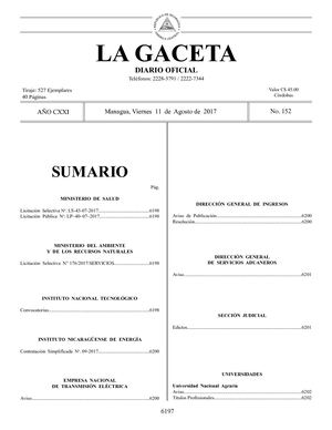 Gaceta No 152 Viernes 11 De Agosto De 2017