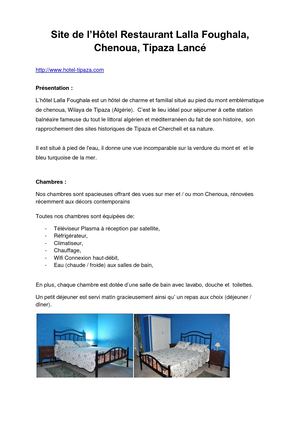 Site Hotel Restaurant Lalla Foughala à Chenoua, Tipaza - Algerie