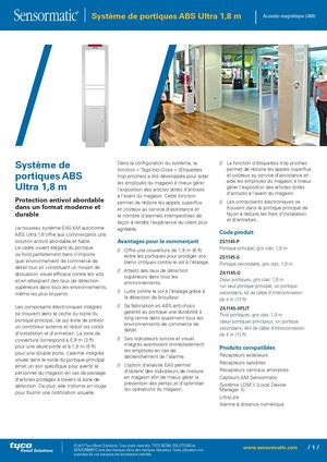 Fiche Technique Ultra1 8m Sensormatic Alrytech