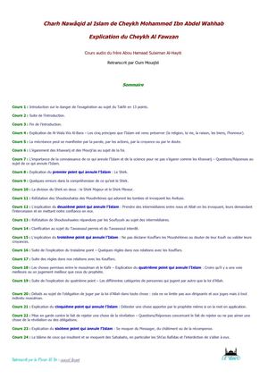 Charh Nawaqid El Islam (Cheykh Al Fawzan)