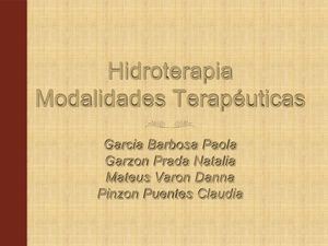 Modalidades Hidroterapia