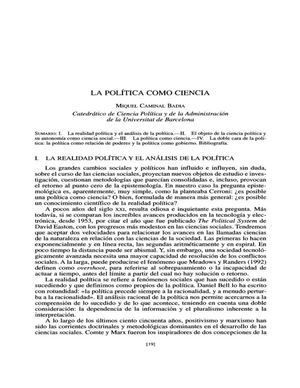 La Política Como Ciencia