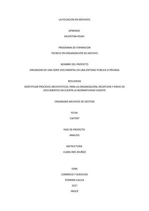 La Foliacion En Archivos