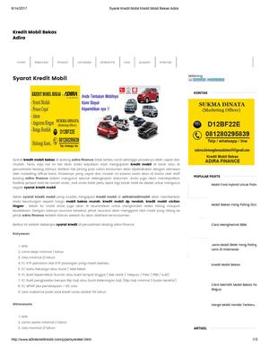 Syarat Kredit Mobil