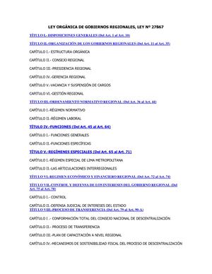 Ley Orgánica De Gobiernos Regionales