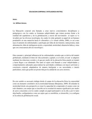 Educacion Corporal E Inteligencia Motriz