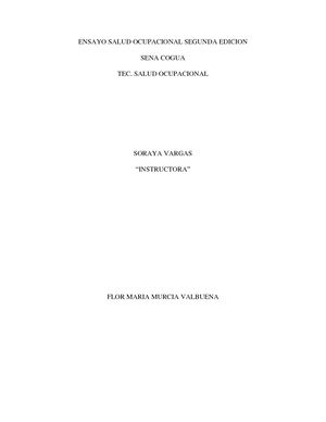 Ensayo Salud Ocupacional Segunda Edicion