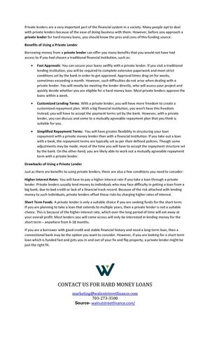Benefits And Drawbacks Of Using A Private Lender