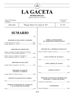 Gaceta No 154 Martes 15 De Agosto De 2017