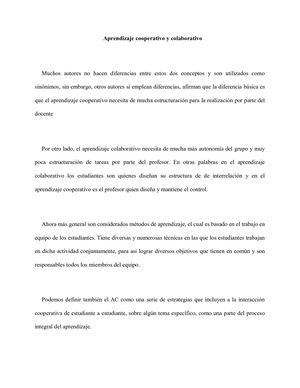 Aprendizaje Cooperativo Y Colaborativo