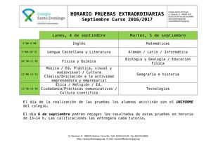 Horario Pruebas Extraordinarias 1617
