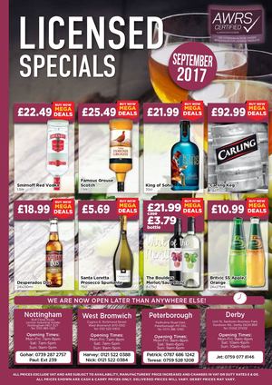 Licensed & Caterers September Managers