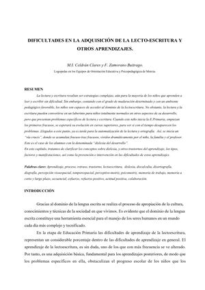 La Escritura En Niños Con Dificultad De Aprendizaje