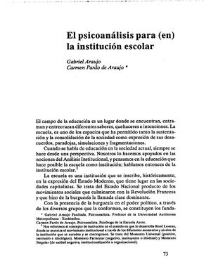 la institución educativa en la perspectiva del psicoanálisis.