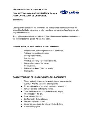 Guía Para La Creacion De Informe Ejemplo