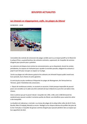 Bousfer Actualites