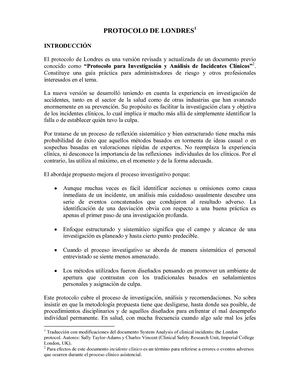 Protocolo De Londres Incidentes Clinicos