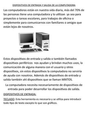 Dispositivos De Entrada Y Salida De La Computadora