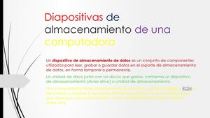 Diapositivas De Almacenamiento De Una Computadora
