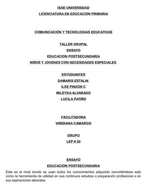 Isae Universidad Ensayo Grupal