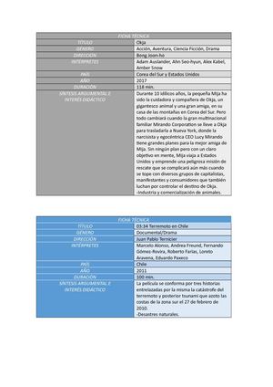 Ficha Técnica (Película Y Documental)