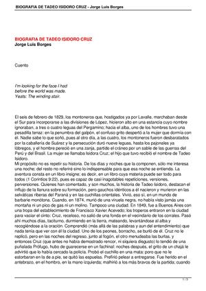 Biografia De Tadeo Isidoro Cruz, Jorge L Borges