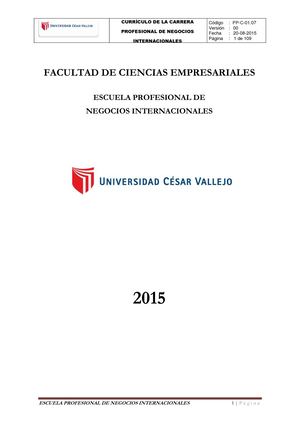 Currículo De La Carrera Profesional De Negocios Internacionales