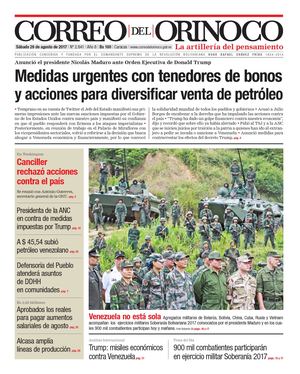 Correo del Orinoco del  sábado 26 agosto de 2017 No. 2.841