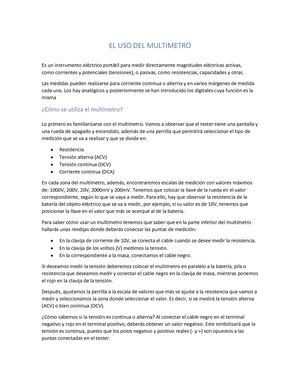 El Uso Del Multimetro