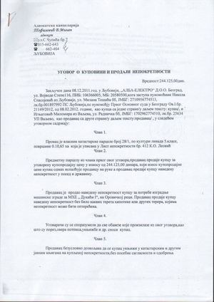 Kupoprodajni Ugovor 1