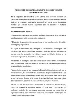 Revolución Informática e impacto en los diferentes contextos sociales
