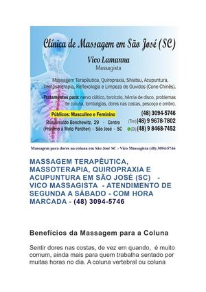 Massagem Para Dores Na Coluna Em São José Sc