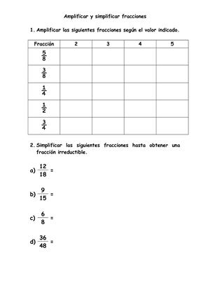 Amplificación Y Simplificación De Fracciones