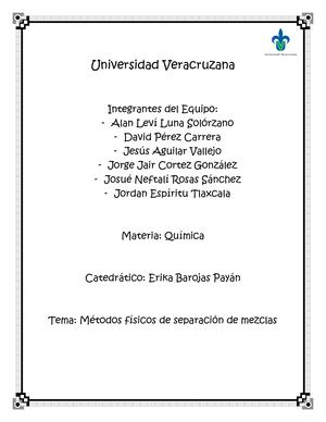 Métodos Físicos De Separación De Mezclas