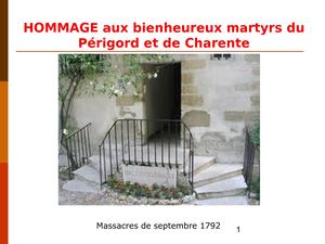bienheureux martyrs en Dordogne Charente: armand de foucault de pontbriand et jean marie du lau d'allemans