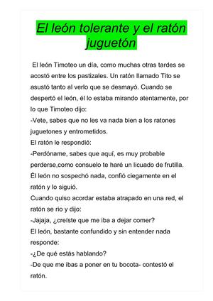 El León Tolerante Y El Ratón Juguetón
