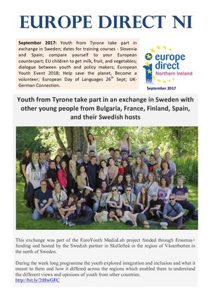 Europe Direct Ni Youth Newsletter September 2017