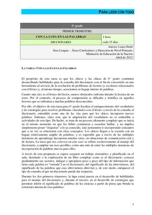 6 Grado Con La Lupa En Las Palabras Diccionari O1