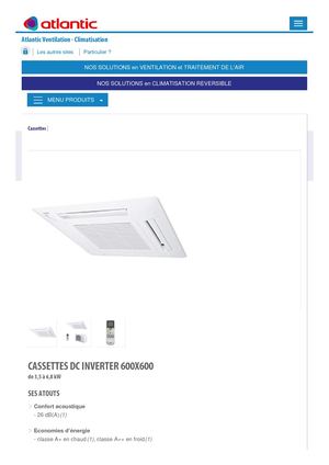 Cassettes 600x600  DC Inverter De 3,5 à 6,8 K W