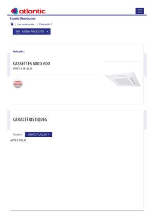 UI Multi Splits - Cassettes 600x600 - Tableaux De Caractéristiques