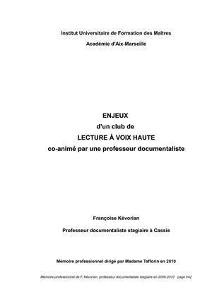 Lecture à Voix Haute