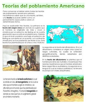 Teorías Del Poblamiento Americano