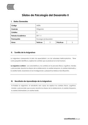 A0396 Silabo Psicología Del Desarrollo II
