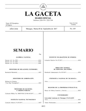 Gaceta No 169 Martes 05 De Septiembre De 2017