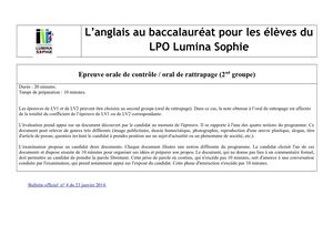 Format de l'épreuves Oral de contrôle ou de rattrapage
